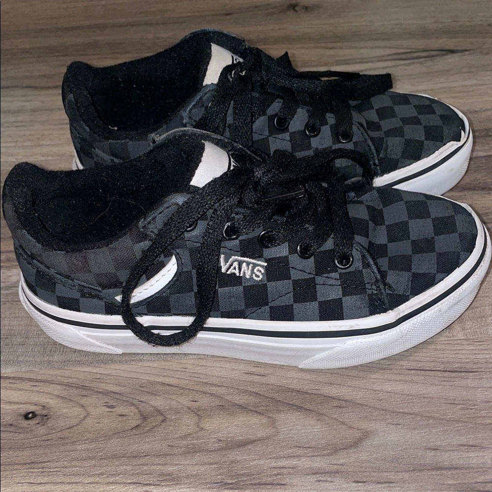 Vans Kids Black and Gray Checkered Sneakers